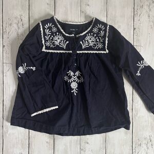 Baby Gap Toddler Navy Blue Embroidered Top
